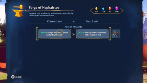 Craft screenshot of Immortals Fenyx Rising video game interface.