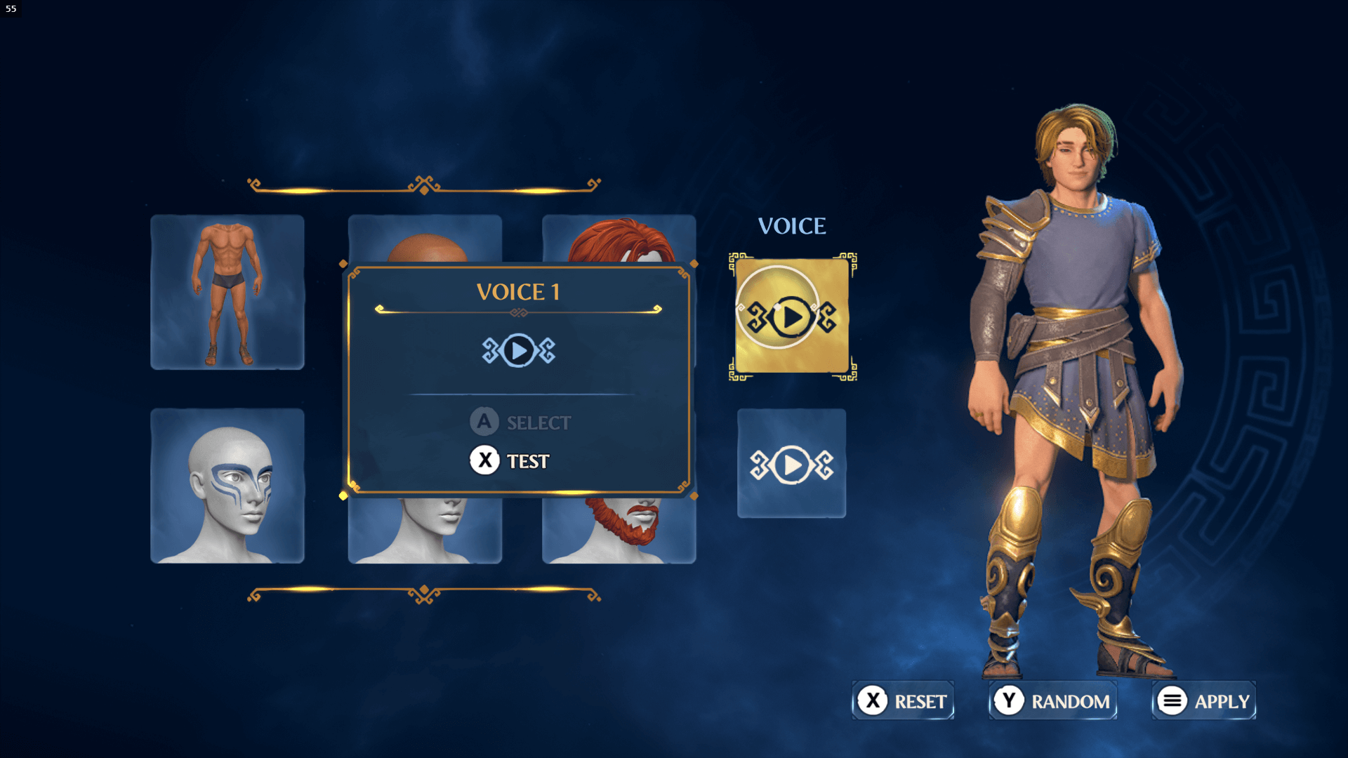 Customization screenshot of Immortals Fenyx Rising video game interface.