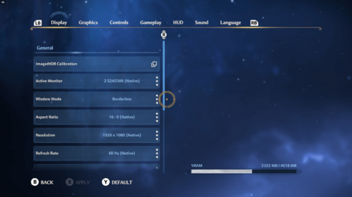 Display screenshot of Immortals Fenyx Rising video game interface.