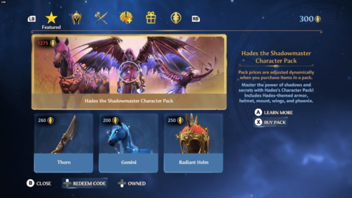 Featured screenshot of Immortals Fenyx Rising video game interface.