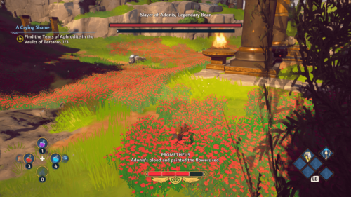 HUD Boss screenshot of Immortals Fenyx Rising video game interface.