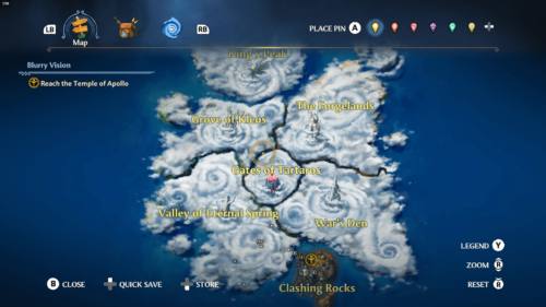 Map screenshot of Immortals Fenyx Rising video game interface.