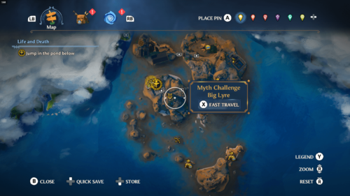 Map Fast Travel screenshot of Immortals Fenyx Rising video game interface.