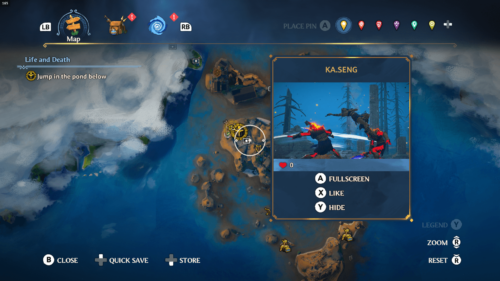 Map Photo screenshot of Immortals Fenyx Rising video game interface.