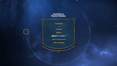 Pause screenshot of Immortals Fenyx Rising video game interface.
