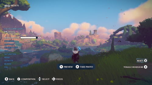 Photo Mode screenshot of Immortals Fenyx Rising video game interface.