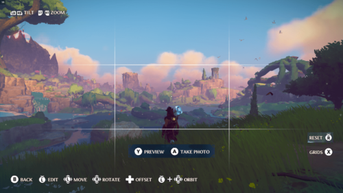Photo Mode screenshot of Immortals Fenyx Rising video game interface.