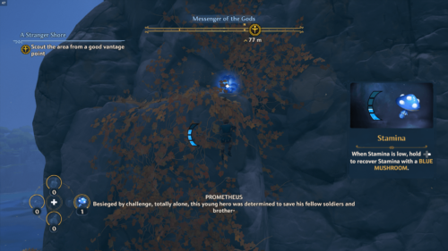 Tutorial screenshot of Immortals Fenyx Rising video game interface.
