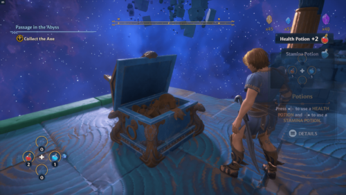 Tutorial screenshot of Immortals Fenyx Rising video game interface.