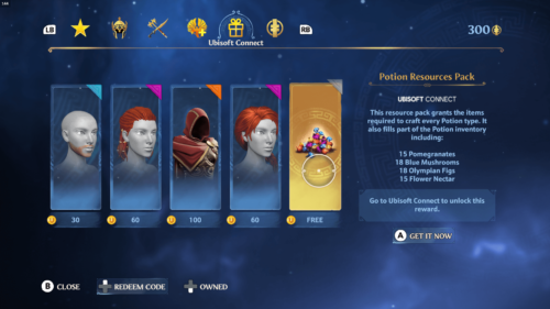 Ubisoft Connect screenshot of Immortals Fenyx Rising video game interface.