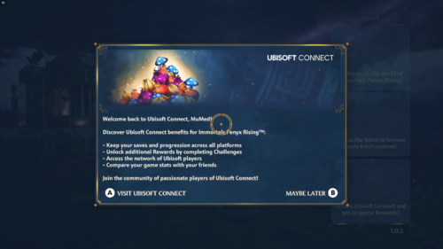 Ubisoft Connect screenshot of Immortals Fenyx Rising video game interface.