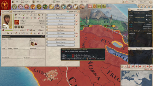 Profil screenshot of Imperator: Rome video game interface.
