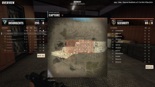 Scoreboard screenshot of Insurgency: Sandstorm video game interface.