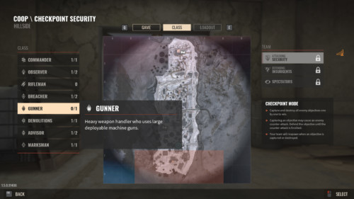 Select class screenshot of Insurgency: Sandstorm video game interface.