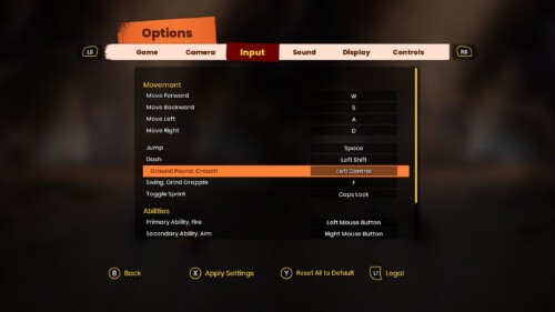 Settings screenshot of It Takes Two video game interface.