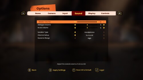 Settings Screen screenshot of It Takes Two video game interface.
