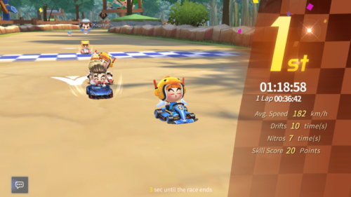 Race summary screenshot of KartRider Rush+ video game interface.