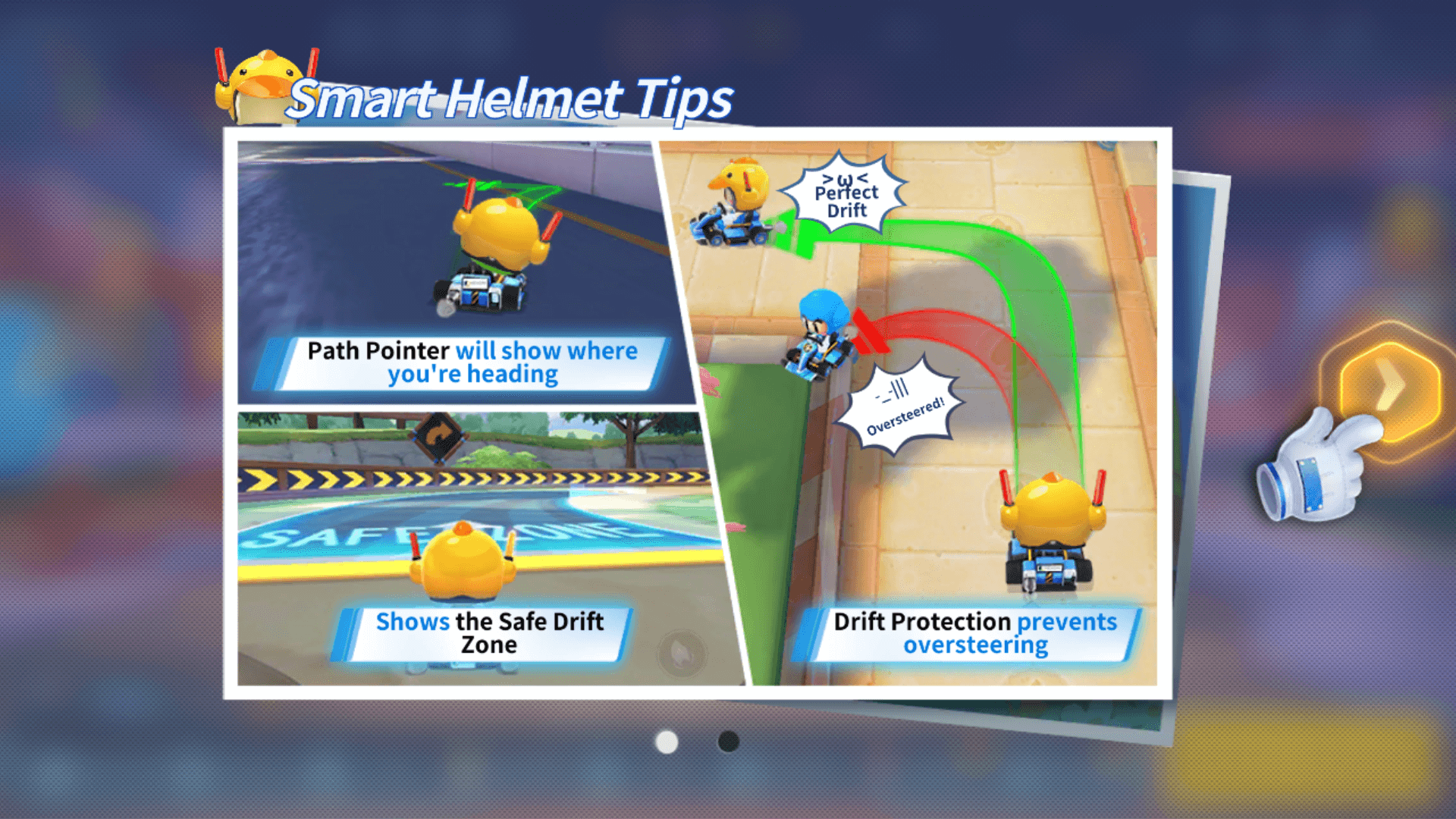 Smart Helmet Tips screenshot of KartRider Rush+ video game interface.