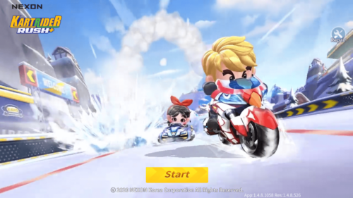Start screenshot of KartRider Rush+ video game interface.