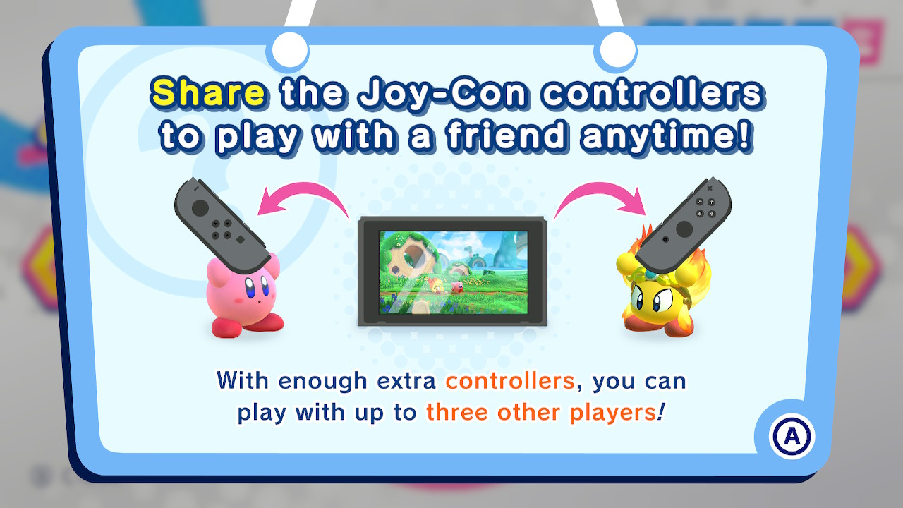 Share the Joy-Con controllers screenshot of Kirby Star Allies video game interface.