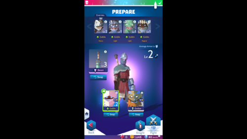 Prepare battle screenshot of Knighthood video game interface.