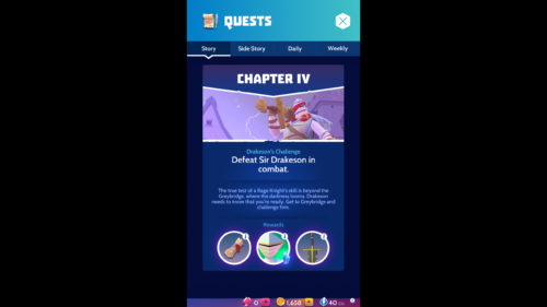 Story screenshot of Knighthood video game interface.