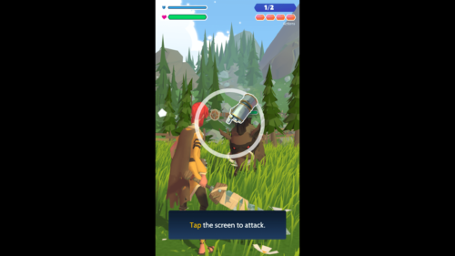 Tap the screen to attack screenshot of Knighthood video game interface.