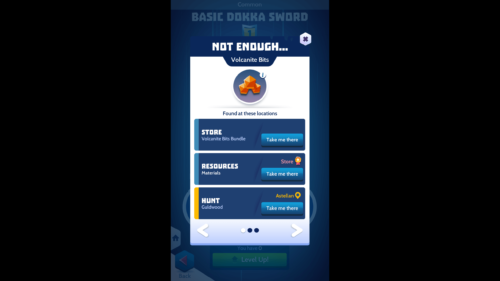 Volcanite bits screenshot of Knighthood video game interface.