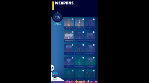 Weapons screenshot of Knighthood video game interface.