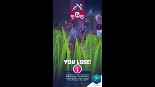 You lose screenshot of Knighthood video game interface.