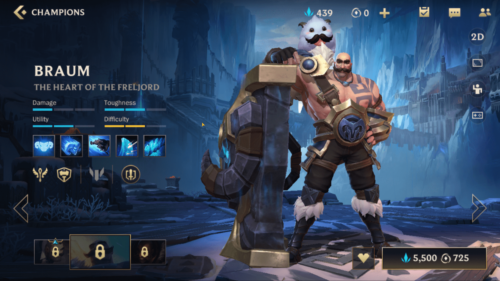 Braum champion screenshot of League of Legends: Wild Rift video game interface.