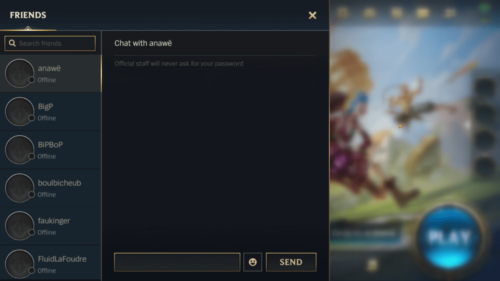 Friends screenshot of League of Legends: Wild Rift video game interface.