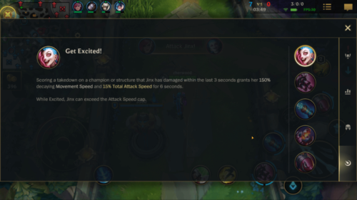 Jinx passive screenshot of League of Legends: Wild Rift video game interface.