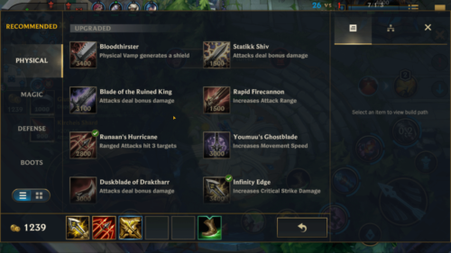Physical item screenshot of League of Legends: Wild Rift video game interface.