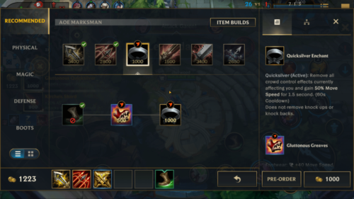 Recommended item screenshot of League of Legends: Wild Rift video game interface.