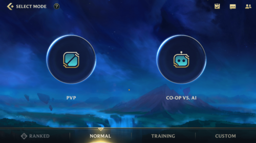 Select mode screenshot of League of Legends: Wild Rift video game interface.