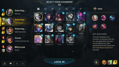 Select your champion screenshot of League of Legends: Wild Rift video game interface.