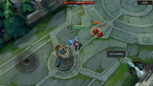Tap to attack screenshot of League of Legends: Wild Rift video game interface.