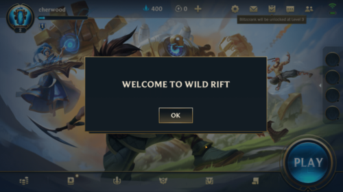 Welcome to wild rift screenshot of League of Legends: Wild Rift video game interface.