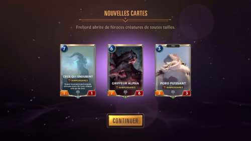 New cards screenshot of Legends of Runeterra Mobile video game interface.