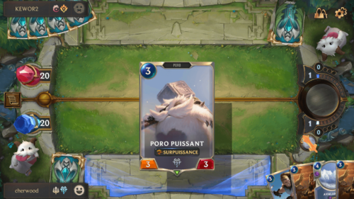 Play card screenshot of Legends of Runeterra Mobile video game interface.