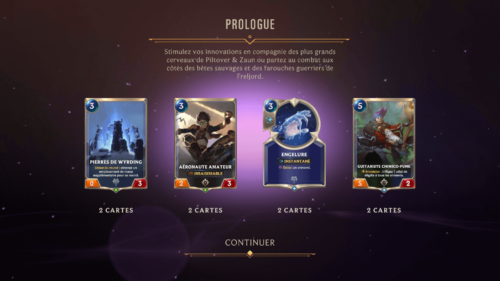 Prologue screenshot of Legends of Runeterra Mobile video game interface.