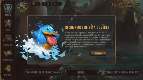 Rewards screenshot of Legends of Runeterra Mobile video game interface.