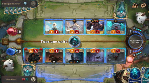Select target screenshot of Legends of Runeterra Mobile video game interface.