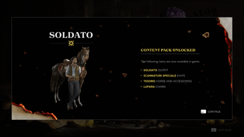 Confirmation screenshot of Mafia: The Old Country video game interface.