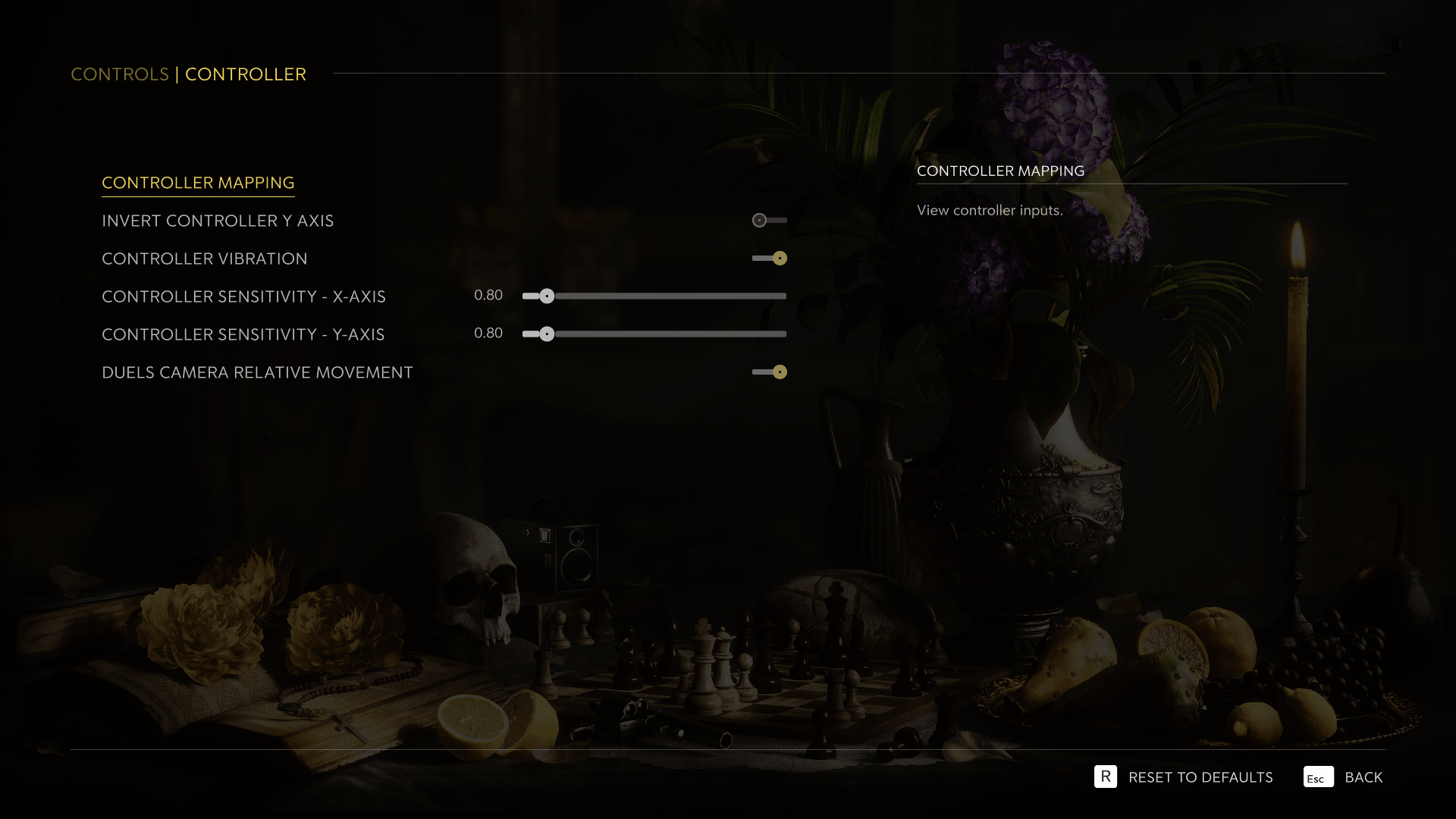 Controller screenshot of Mafia: The Old Country video game interface.