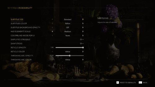 Accessibility screenshot of Mafia: The Old Country video game interface.