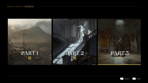Artbook screenshot of Mafia: The Old Country video game interface.