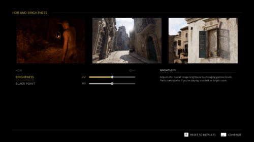 Brightness Setup screenshot of Mafia: The Old Country video game interface.