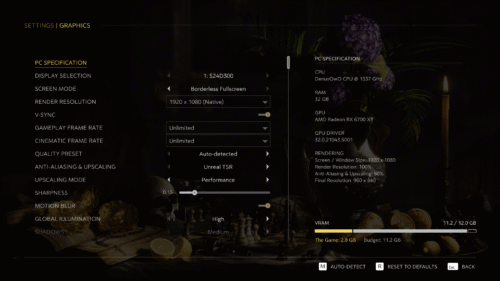 Graphics screenshot of Mafia: The Old Country video game interface.
